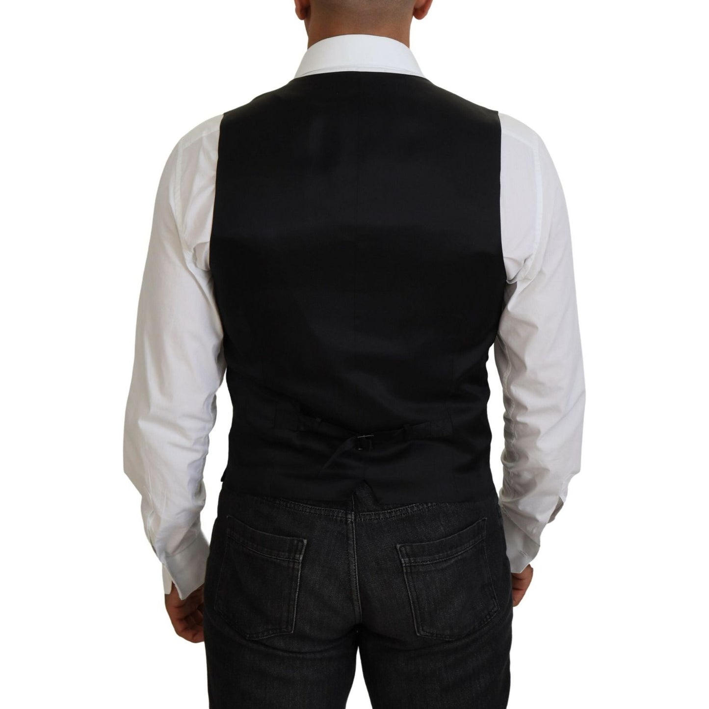 Dolce & Gabbana Black Virgin Wool Waistcoat Formal Vest TSH83840-48