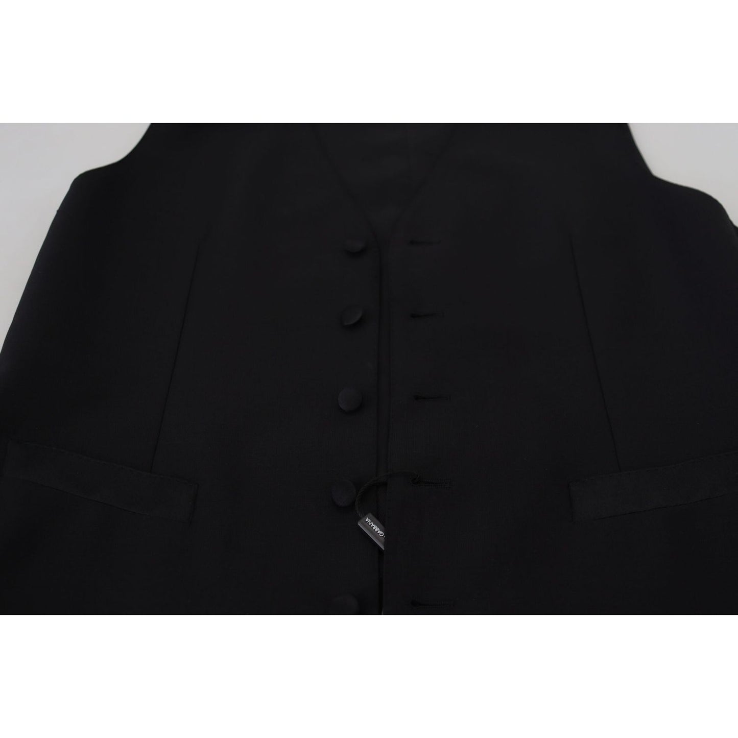 Dolce & Gabbana Black Virgin Wool Waistcoat Formal Vest TSH83840-48