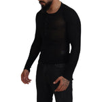 Dolce & Gabbana Black Cashmere Button Pullover Sweater TSH84013-44