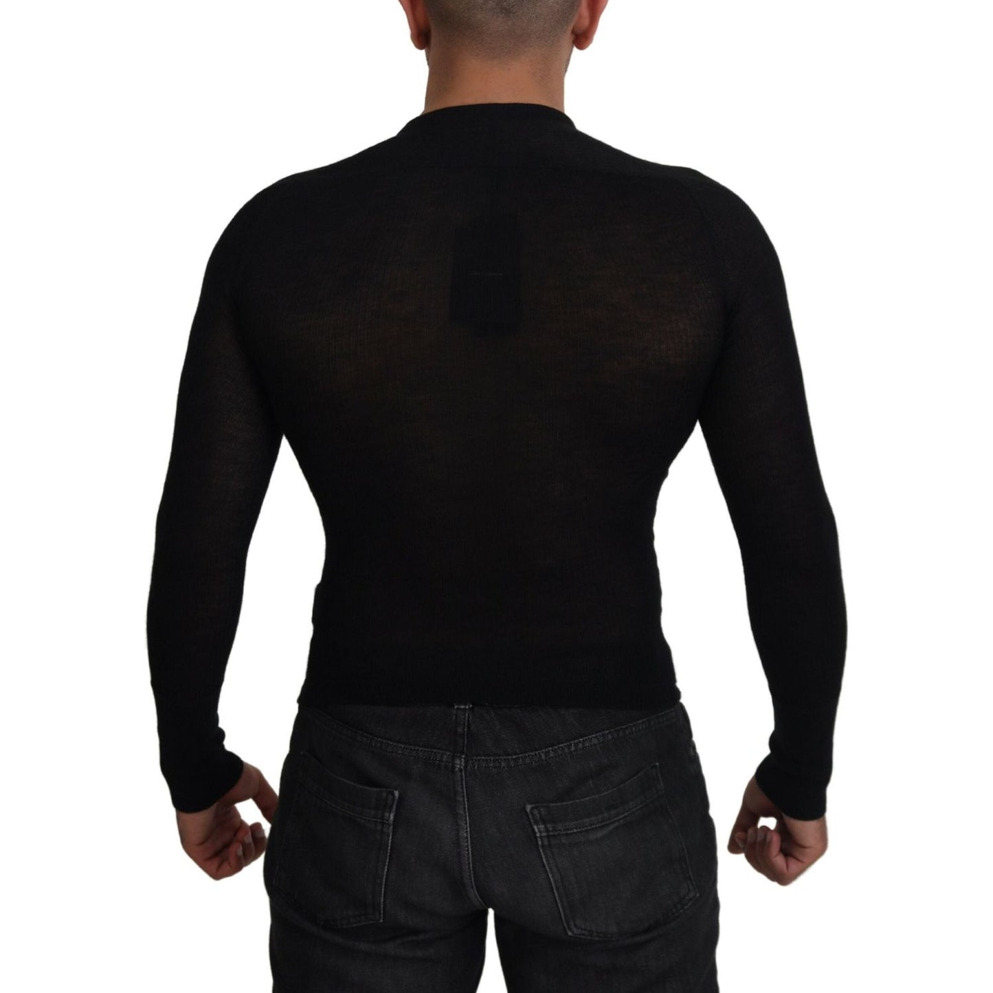 Dolce & Gabbana Black Cashmere Button Pullover Sweater TSH84013-44