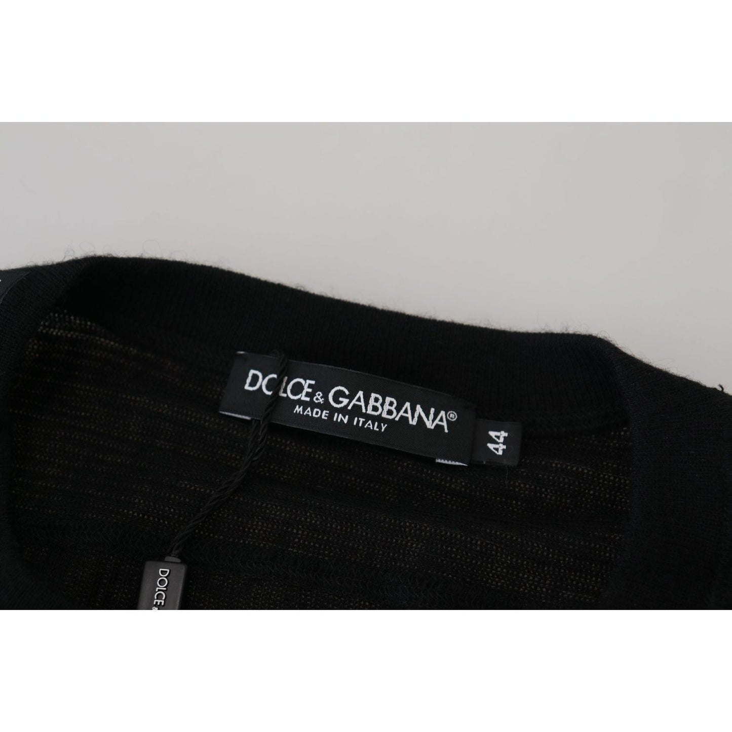 Dolce & Gabbana Black Cashmere Button Pullover Sweater TSH84013-44