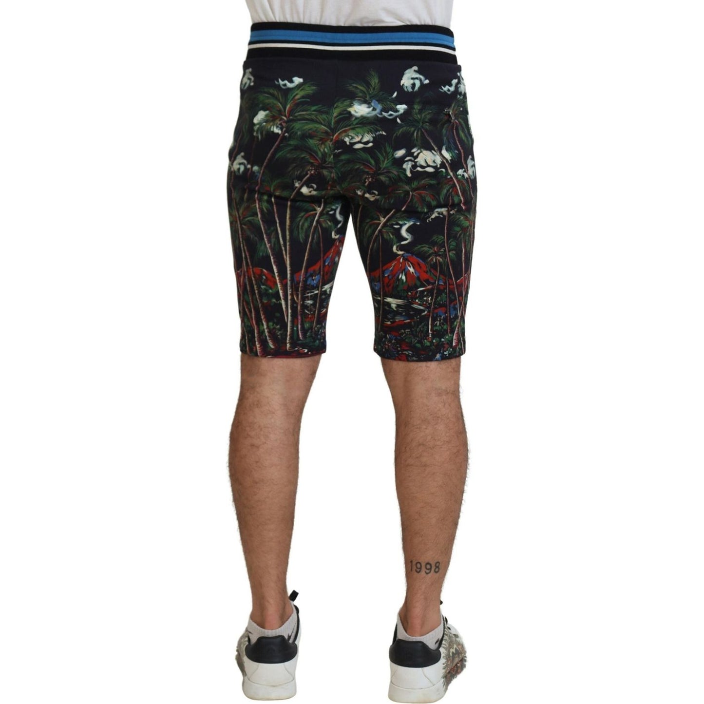 Dolce & Gabbana Black Cotton Volcano Print Casual Shorts PAN74748-44