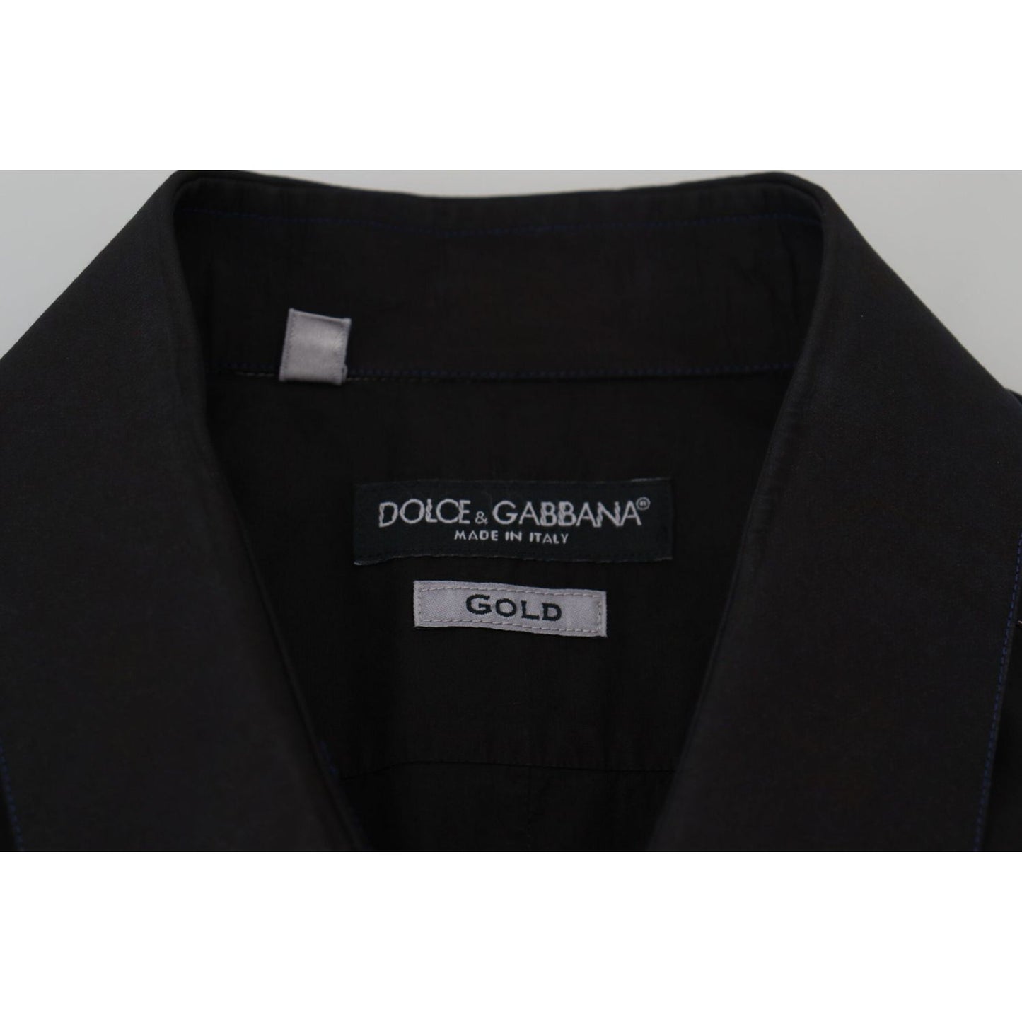 Dolce & Gabbana Black Cotton Collared Long Sleeve GOLD Shirt TSH83816-41