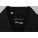 Dolce & Gabbana Black Cotton Collared Long Sleeve GOLD Shirt TSH83816-41