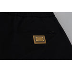 Dolce & Gabbana Black Cotton Elastic Waist DG Logo Cropped Pants PAN74702-50