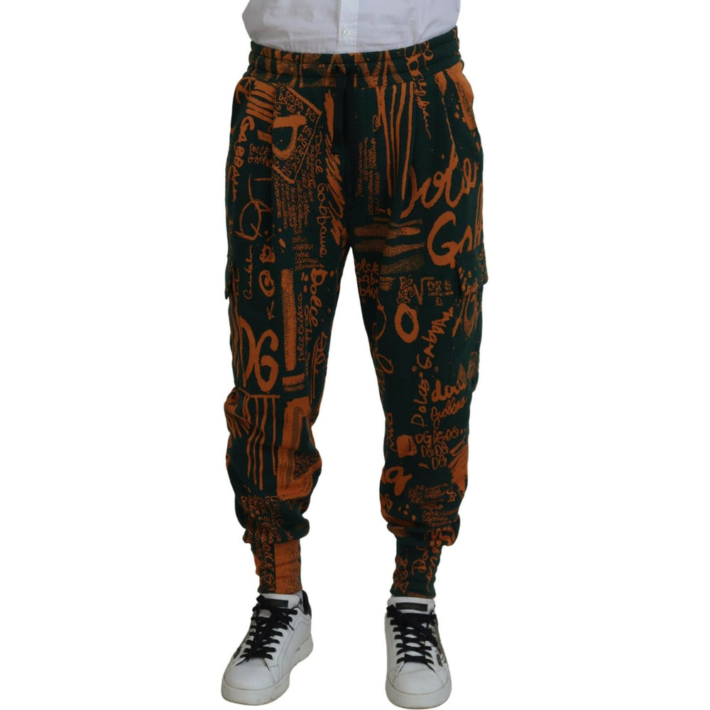 Dolce & Gabbana Multicolor Logo Print Silk Cargo Jogger Pants PAN74781-48