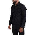 Dolce & Gabbana Black Roses Slim Fit Cotton Shirt TSH83808 -38