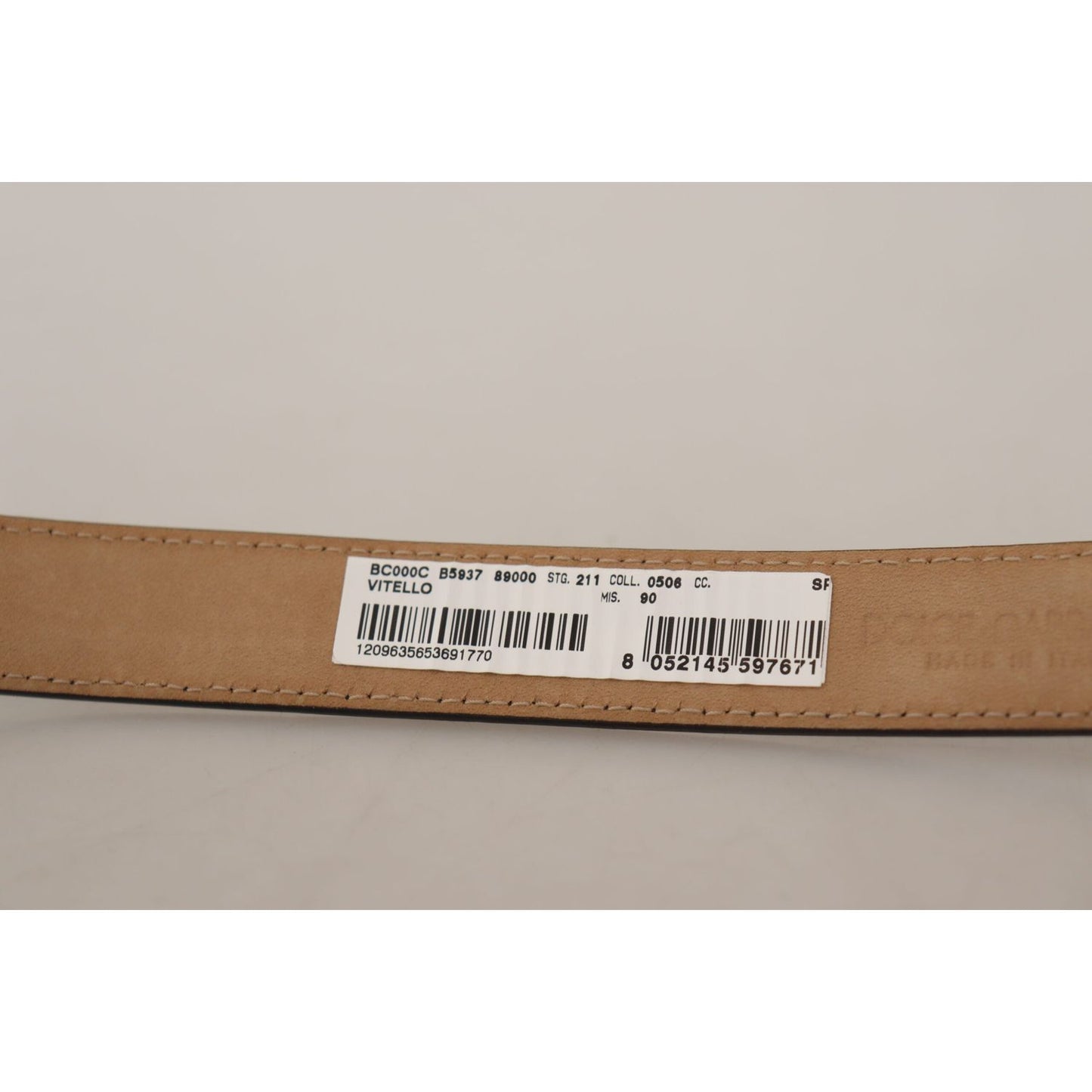 Dolce & Gabbana Black Calf Leather Logo Engraved Metal Buckle Belt