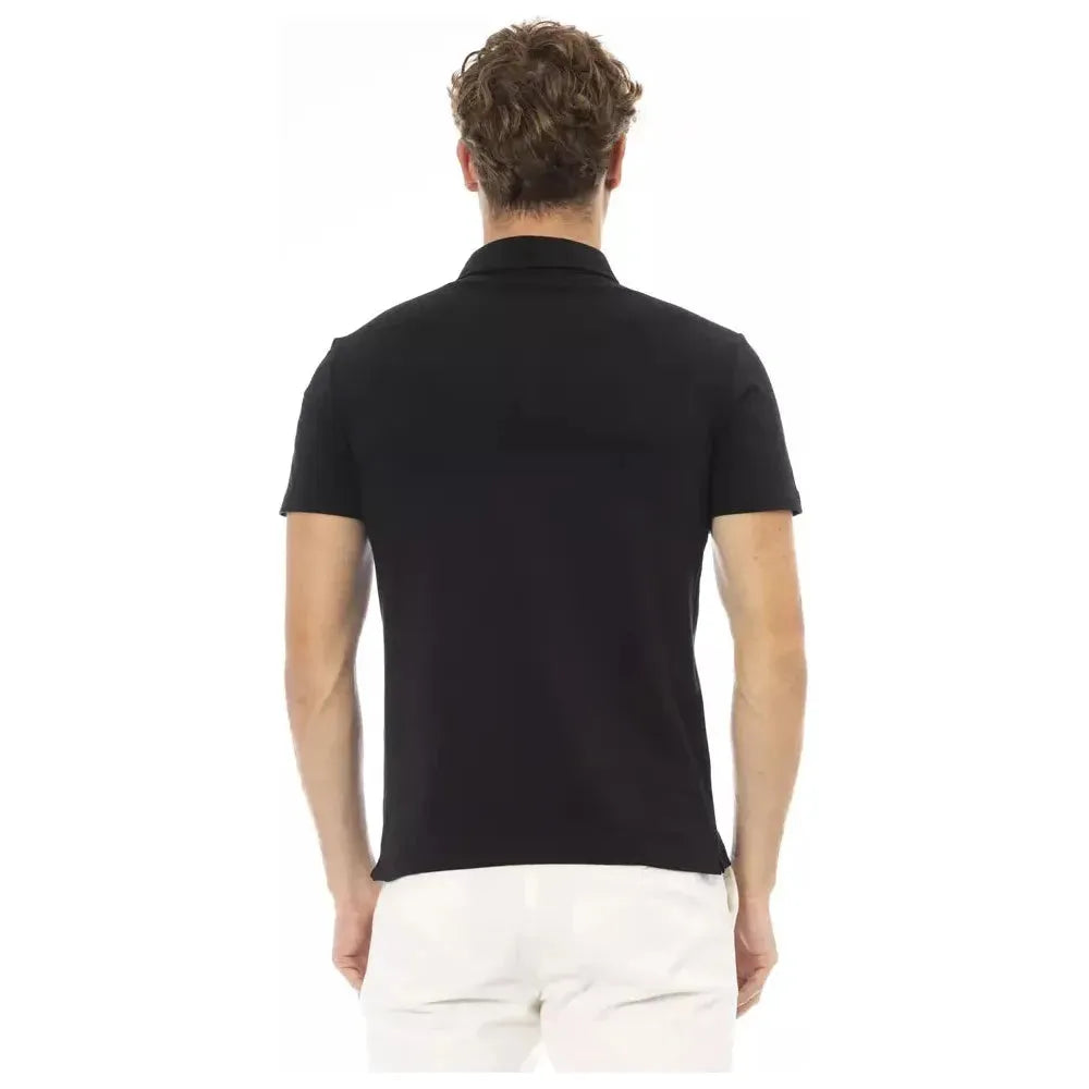 Baldinini Trend Black Cotton Men Polo Shirt BA-23741-XXL