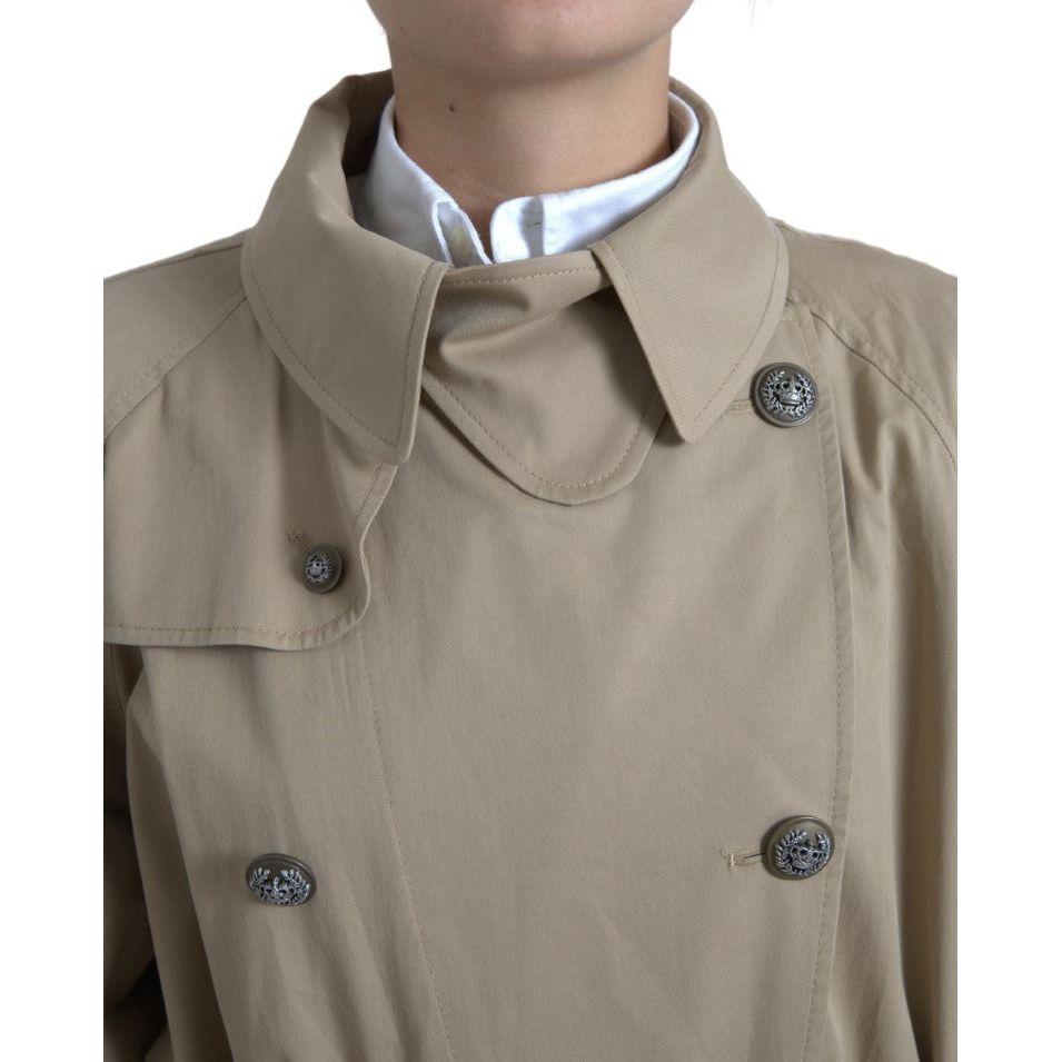Dolce & Gabbana Khaki Double Breasted Trench Coat Jacket