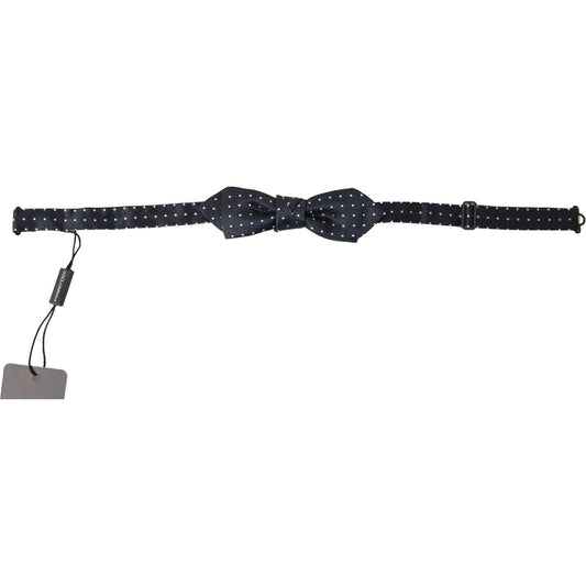 Dolce & Gabbana Blue Polka Dot Silk Adjustable Men Neck Papillon Bow Tie