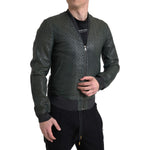 Dolce & Gabbana Green Perforated Leather Bomber Jacket JKT3674-44