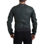 Dolce & Gabbana Green Perforated Leather Bomber Jacket JKT3674-44