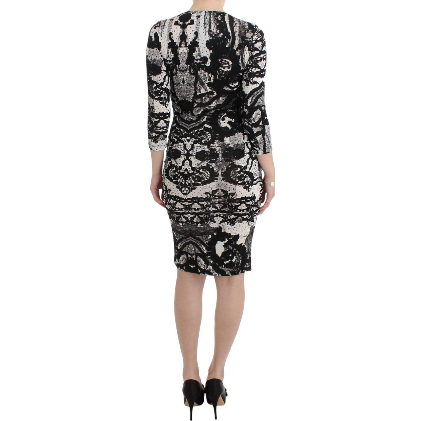 Cavalli Black Printed Sheath Dress