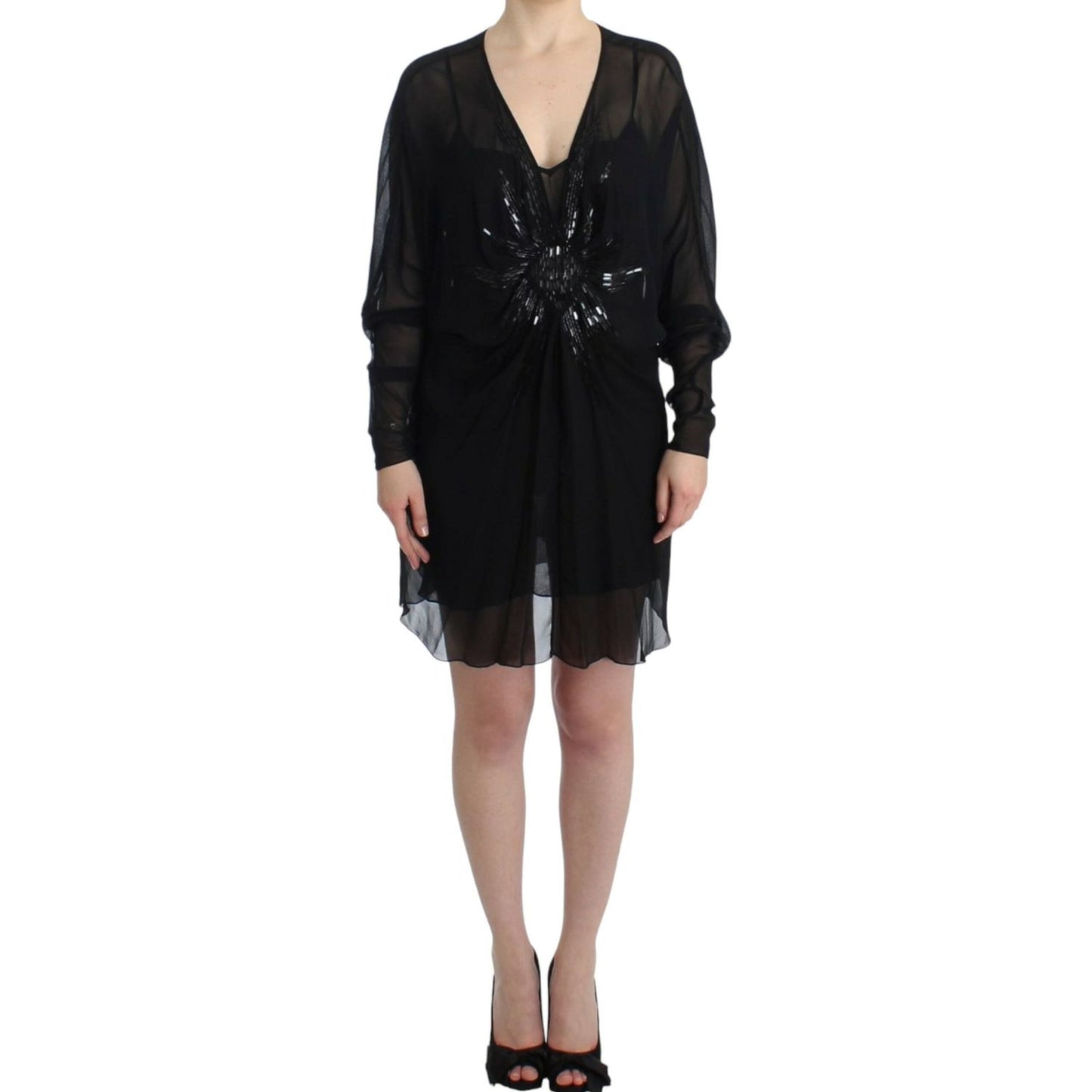 Cavalli Black long sleeve silk dress