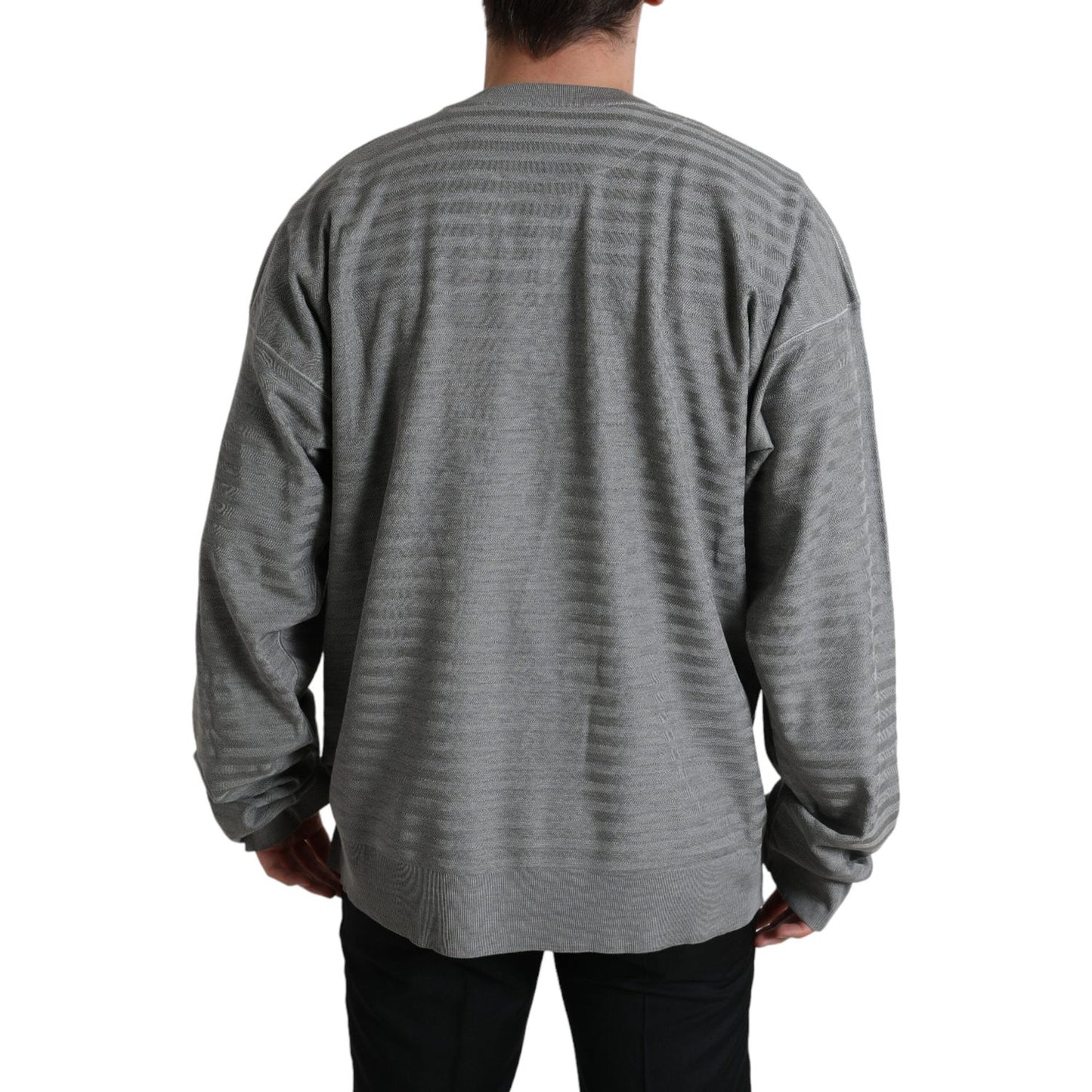 Dolce & Gabbana Gray Crewneck Pullover Silk Top Sweater
