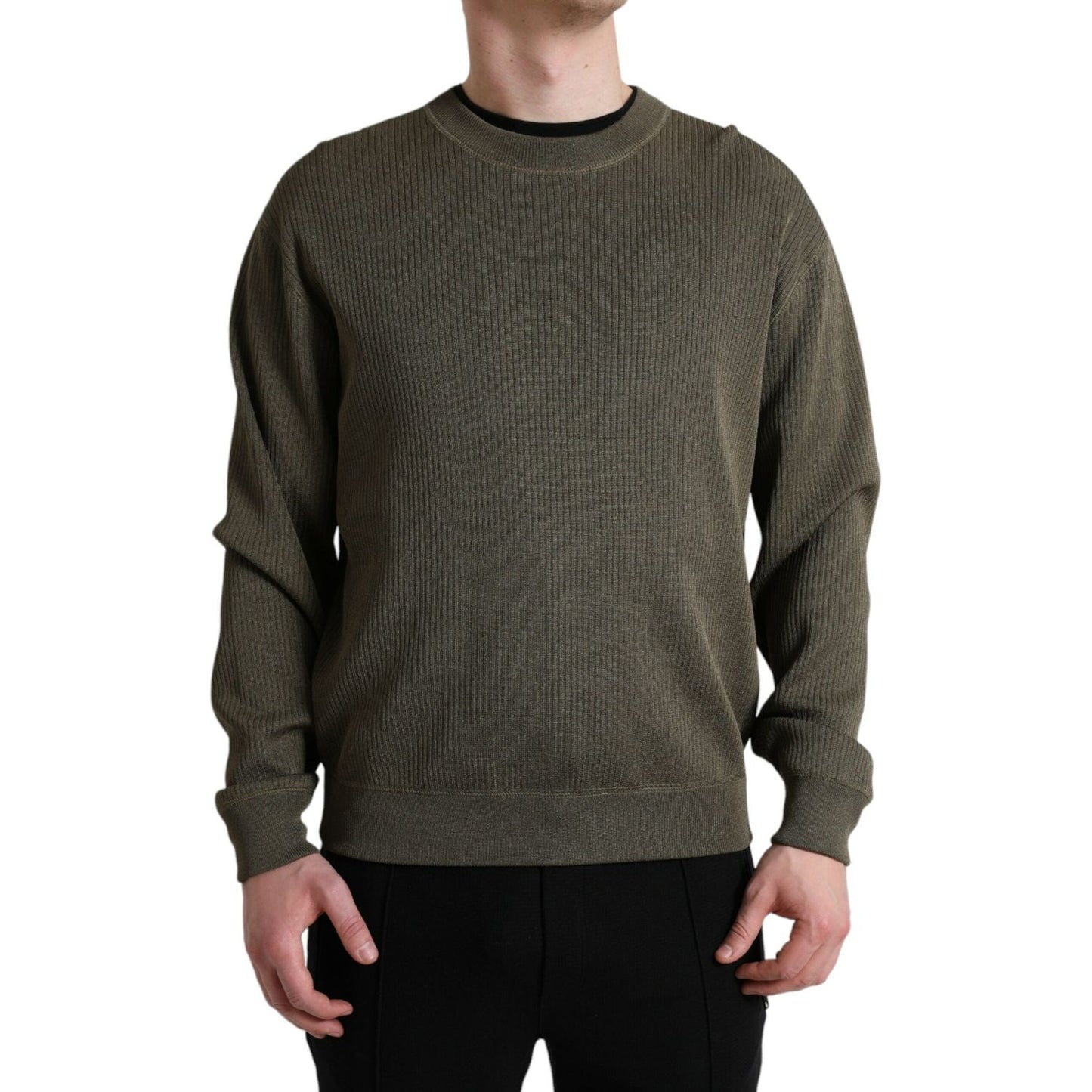 Dolce & Gabbana Green Viscose Crew Neck Men Pullover Sweater TSH84759-48