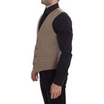 Dolce & Gabbana Beige Cotton Slim Fit Button Front Dress Vest GSS10421-1