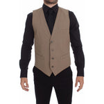 Dolce & Gabbana Beige Cotton Slim Fit Button Front Dress Vest GSS10421-1
