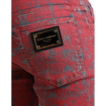 Dolce & Gabbana Red Cotton Dye Slim Fit Men Denim Jeans PAN75021-48