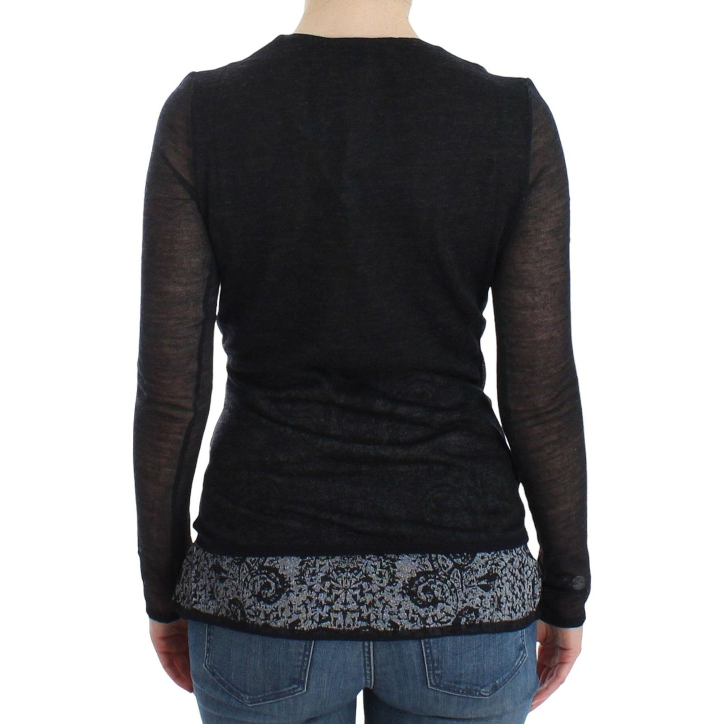 Ermanno Scervino Black Wool Blend Stretch Long Sleeve Sweater SIG12583-3