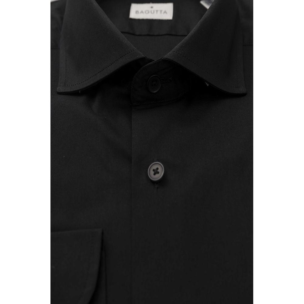 Bagutta Black Cotton Men's Shirt Slim Fit With French Collar BA-23945-L