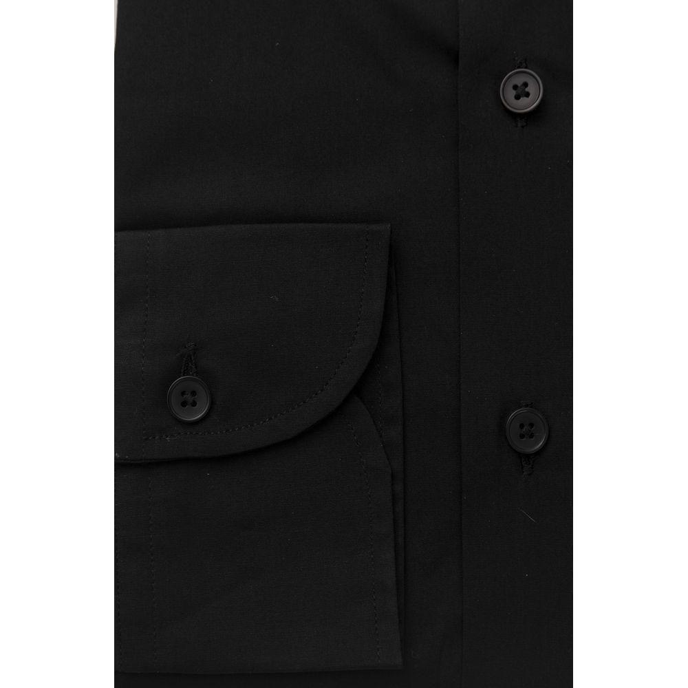 Bagutta Black Cotton Men's Shirt Slim Fit With French Collar BA-23945-L