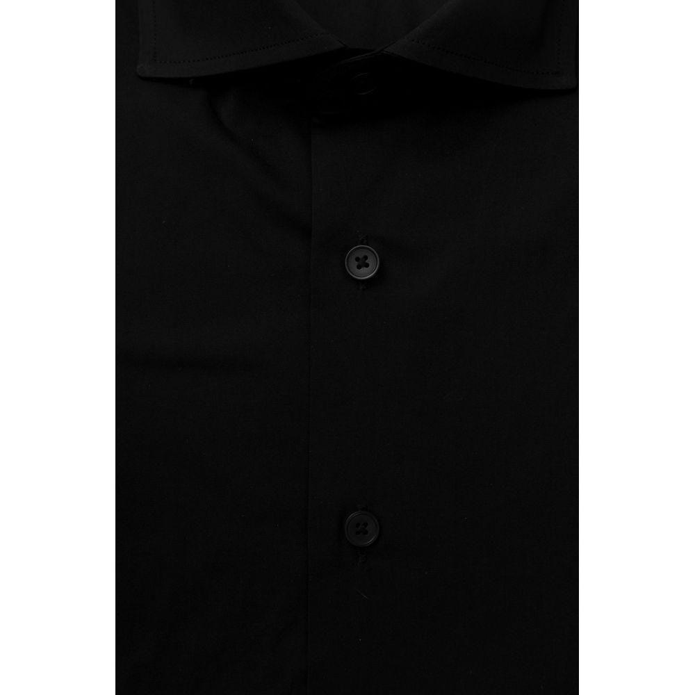 Bagutta Black Cotton Men's Shirt Slim Fit With French Collar BA-23945-L