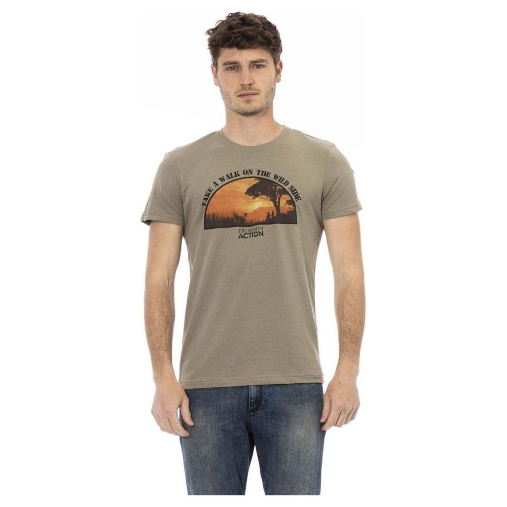 Trussardi Action Green Cotton Men T-Shirt TR-24177-M