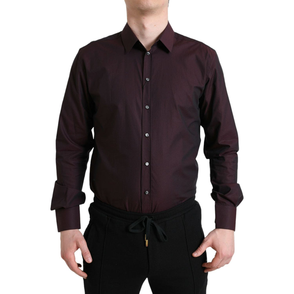 Dolce & Gabbana Maroon Jacquard Formal Dress MARTINI Shirt TSH84549-42