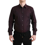 Dolce & Gabbana Maroon Jacquard Formal Dress MARTINI Shirt TSH84549-42