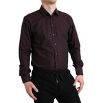 Dolce & Gabbana Maroon Jacquard Formal Dress MARTINI Shirt TSH84549-42