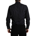Dolce & Gabbana Navy Blue Cotton Collared Formal Dress Shirt TSH84685-39