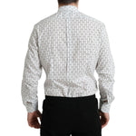 Dolce & Gabbana White Patterned Men GOLD Formal Dress Shirt TSH84689-39