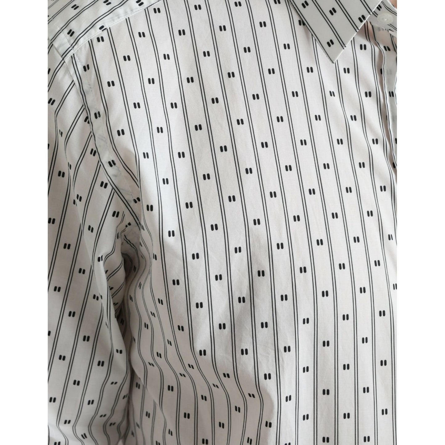 Dolce & Gabbana White Patterned Men GOLD Formal Dress Shirt TSH84689-39