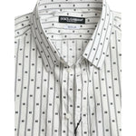 Dolce & Gabbana White Patterned Men GOLD Formal Dress Shirt TSH84689-39