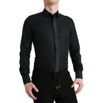 Dolce & Gabbana Black Cotton Logo Formal GOLD Dress Shirt TSH84692-38