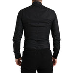 Dolce & Gabbana Black Cotton Logo Formal GOLD Dress Shirt TSH84692-38