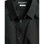 Dolce & Gabbana Black Cotton Silk Formal GOLD Dress Shirt TSH84693-37