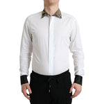 Dolce & Gabbana White Cotton Jacquard Formal GOLD Dress Shirt TSH84705-41