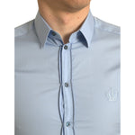 Dolce & Gabbana Sky Blue Cotton Men Formal GOLD Dress Shirt TSH84711-38