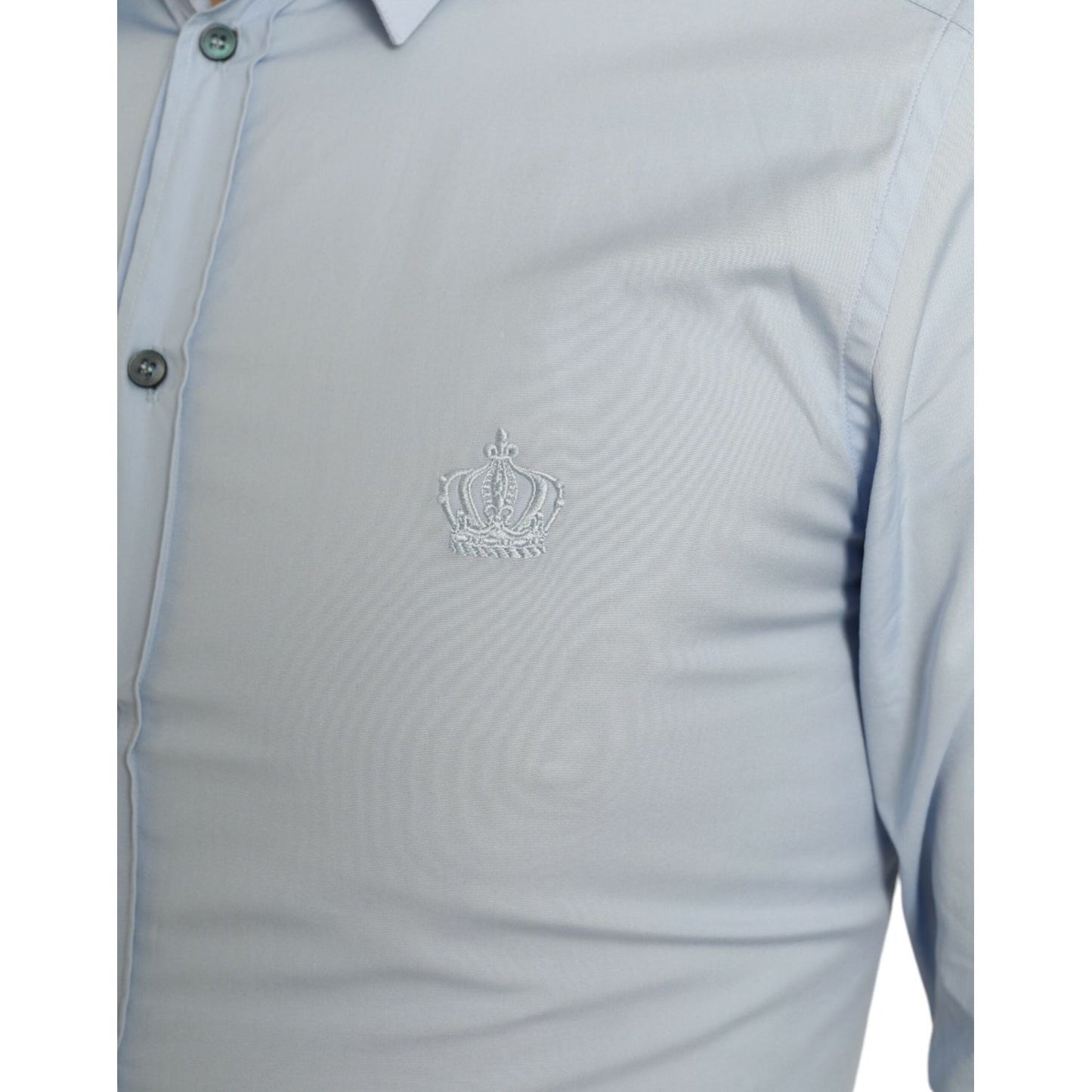 Dolce & Gabbana Sky Blue Cotton Men Formal GOLD Dress Shirt TSH84711-38