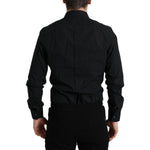 Dolce & Gabbana Black Cotton Men Formal GOLD Dress Shirt TSH84718-37
