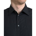 Dolce & Gabbana Black Cotton Men Formal GOLD Dress Shirt TSH84718-37