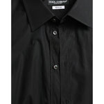 Dolce & Gabbana Black Cotton Men Formal GOLD Dress Shirt TSH84718-37