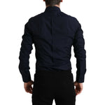 Dolce & Gabbana Navy Blue Slim Fit Formal GOLD Dress Shirt TSH84719-37