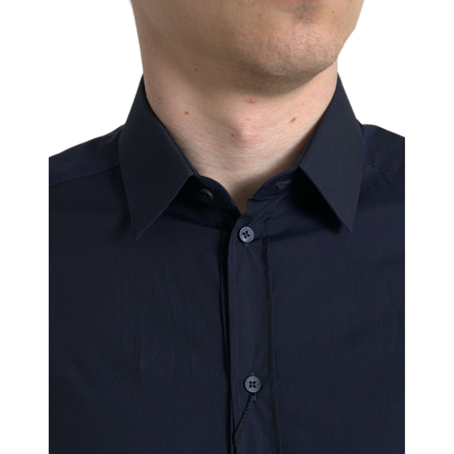 Dolce & Gabbana Navy Blue Slim Fit Formal GOLD Dress Shirt TSH84719-37