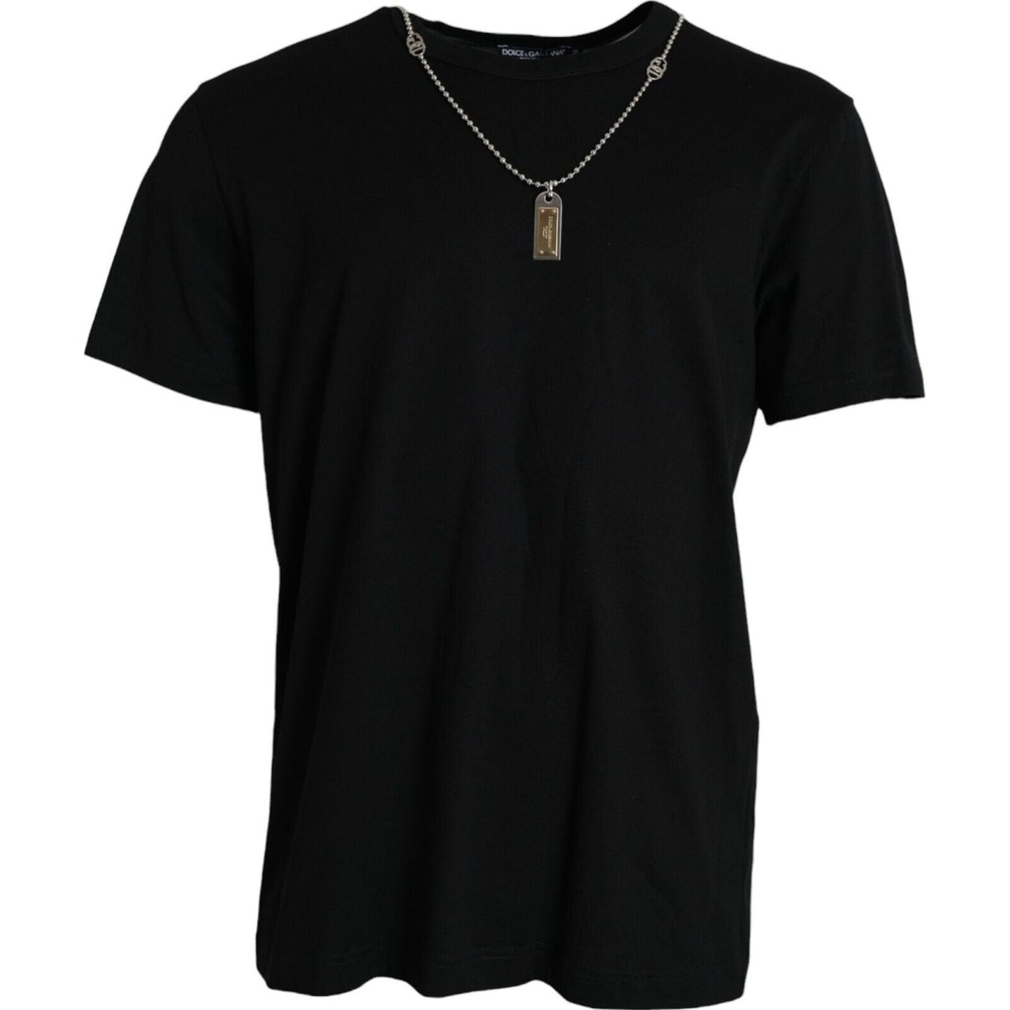 Dolce & Gabbana Black Silver Chain Short Sleeve T-shirt TSH85084-52