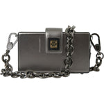 Dolce & Gabbana Metallic Gray Calfskin Leather DG BOX Shoulder Bag BAG1135