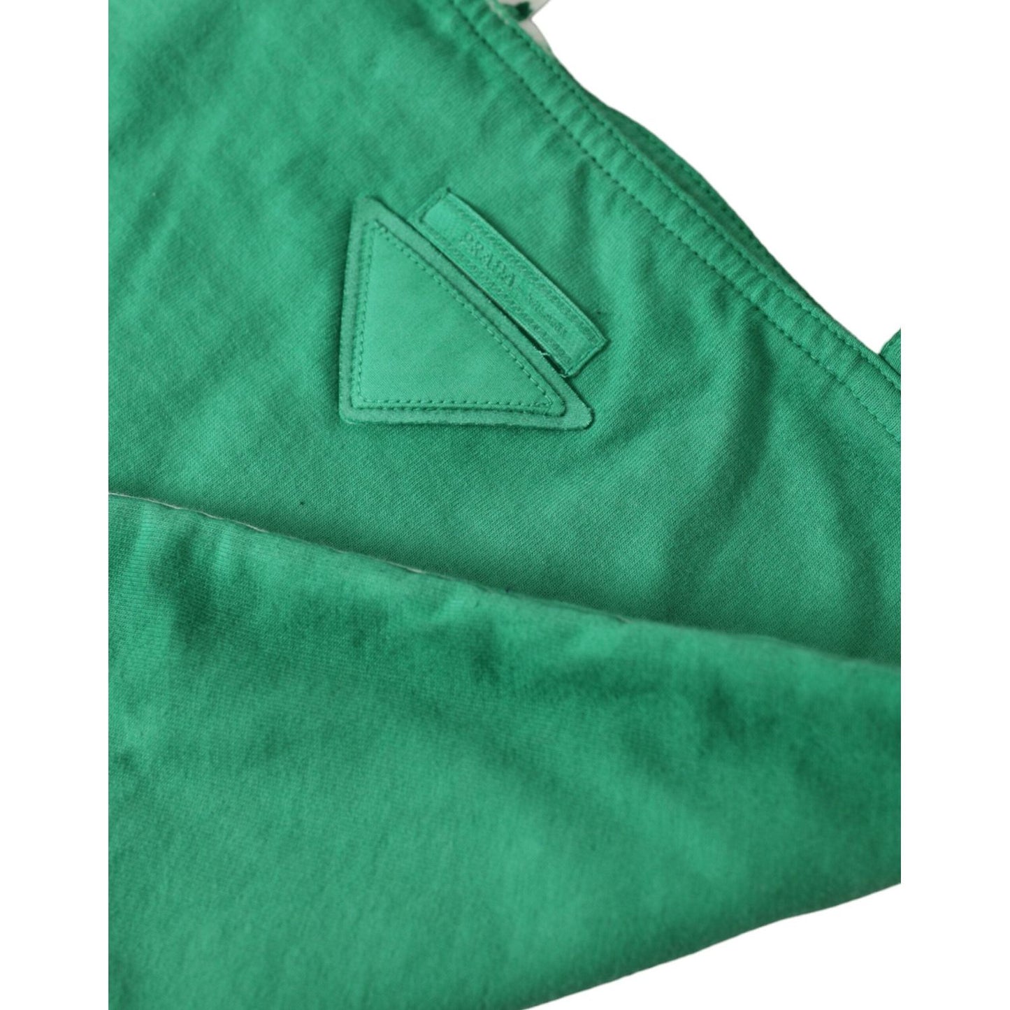 Prada Green Jersey Fabric Logo Shoulder Shopping Tote Shopping Bag